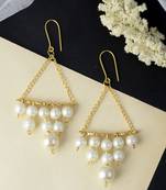 Gold plated contemporary pearl earrings for women