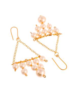 Gold plated contemporary pearl earrings for women 3