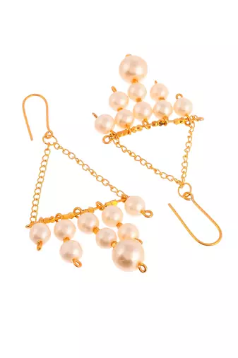 Gold plated contemporary pearl earrings for women