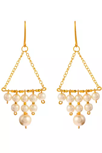 Gold plated contemporary pearl earrings for women