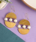 Gold-plated pearls contemporary drop earrings