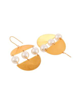 Gold-plated pearls contemporary drop earrings 3