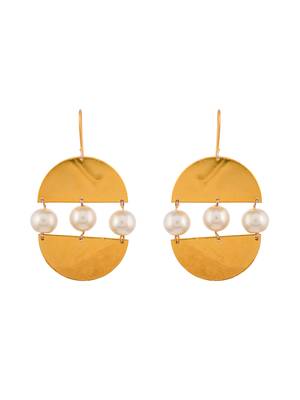Gold-plated pearls contemporary drop earrings 4