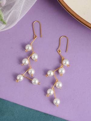 Gold plated pearl drop earrings 1