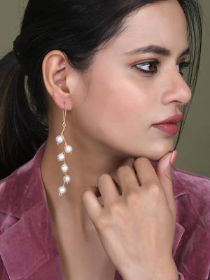 Gold plated pearl drop earrings 2