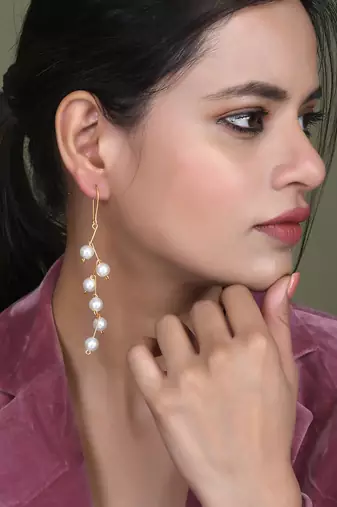 Gold plated pearl drop earrings