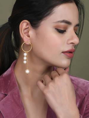 Gold plated pearl drop earrings 2