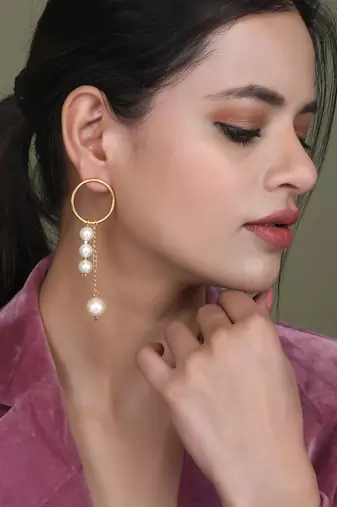 Gold plated pearl drop earrings