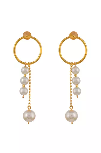Gold plated pearl drop earrings