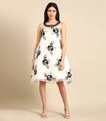 White crushed silk organza dress