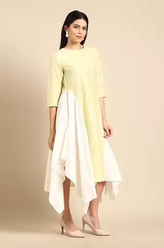 Pista ivory cotton silk dress