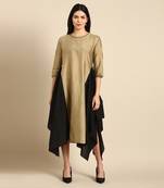 Gold black cotton silk dress