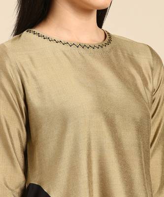 Gold black cotton silk dress 5