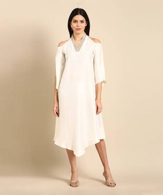 Ivory slub silk dress 1