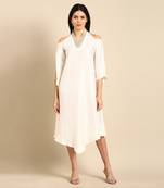 Ivory slub silk dress