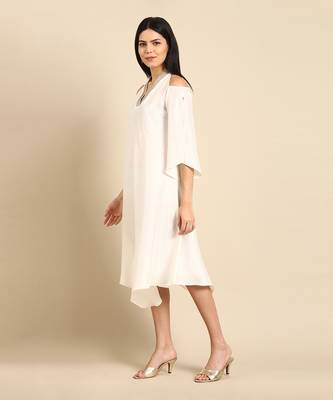 Ivory slub silk dress 2