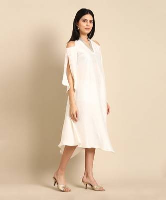 Ivory slub silk dress 3