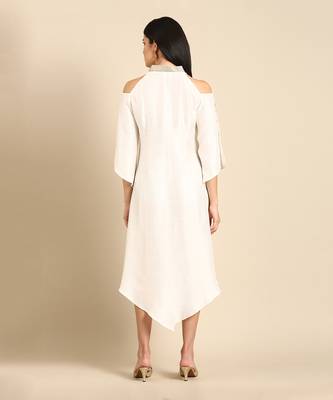 Ivory slub silk dress 4