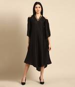 Black slub silk dress