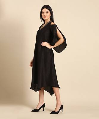 Black slub silk dress 2