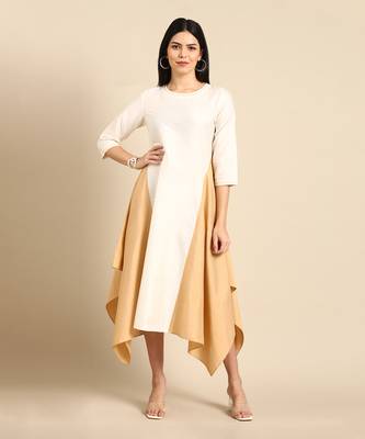 Ivory gold cotton silk dress 1