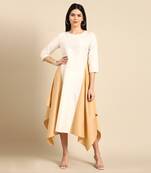 Ivory gold cotton silk dress
