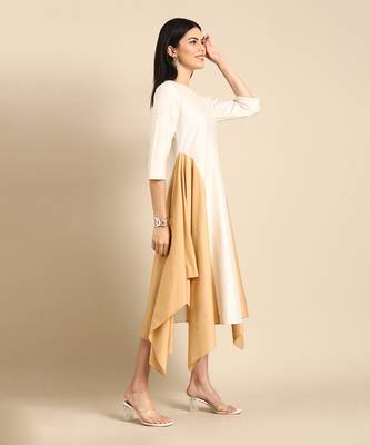 Ivory gold cotton silk dress 3