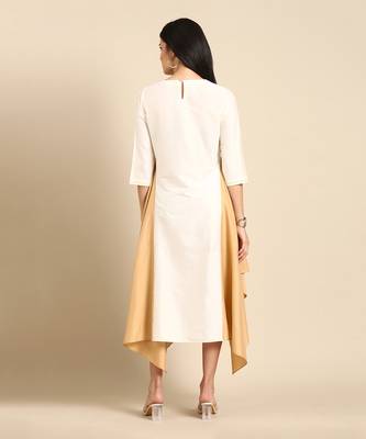 Ivory gold cotton silk dress 4