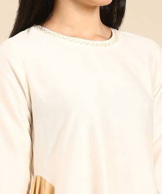 Ivory gold cotton silk dress 5