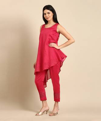 Pink chanderi kota cord set 2