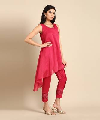 Pink chanderi kota cord set 3