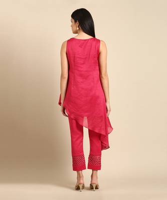 Pink chanderi kota cord set 4