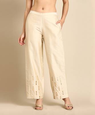 Beige cotton silk embroidery cord set 4