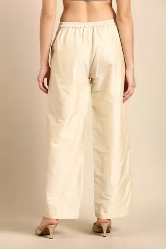 Beige cotton silk embroidery cord set