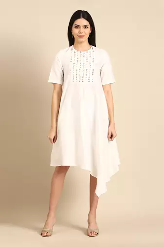 Ivory cotton silk embroidery cord set