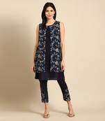 Blue silk chanderi silk cord set