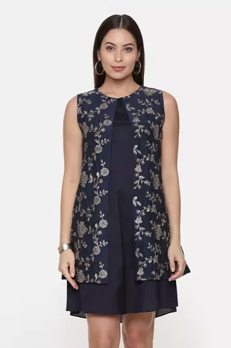 Blue silk chanderi silk cord set