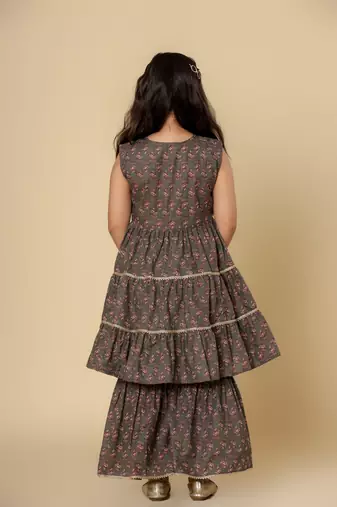 Girls Festive Kurta & Sharara Set in Cotton