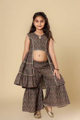Girls Festive Kurta & Sharara Set in Cotton 1