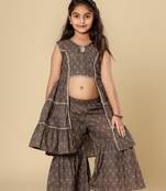 Girls Festive Kurta & Sharara Set in Cotton