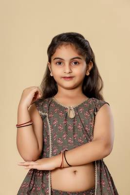 Girls Festive Kurta & Sharara Set in Cotton 7