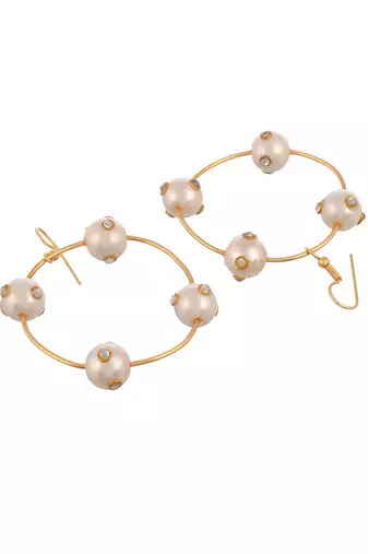 Gold toned circular western drop earrings