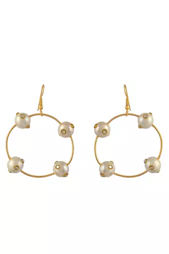 Gold toned circular western drop earrings