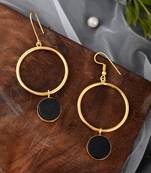 Gold plated circular drop earrings