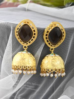 Gold plated ethnic jhumka earrings 1