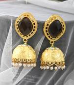 Gold plated ethnic jhumka earrings