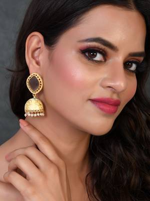 Gold plated ethnic jhumka earrings 2