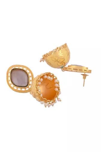 Gold plated ethnic jhumka earrings
