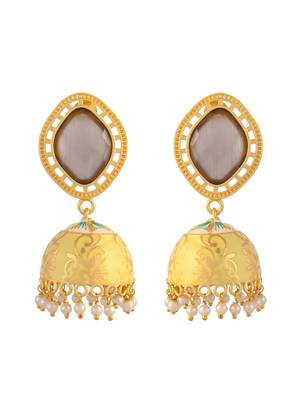 Gold plated ethnic jhumka earrings 4