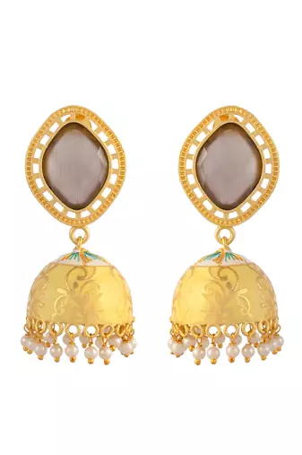 Gold plated ethnic jhumka earrings
